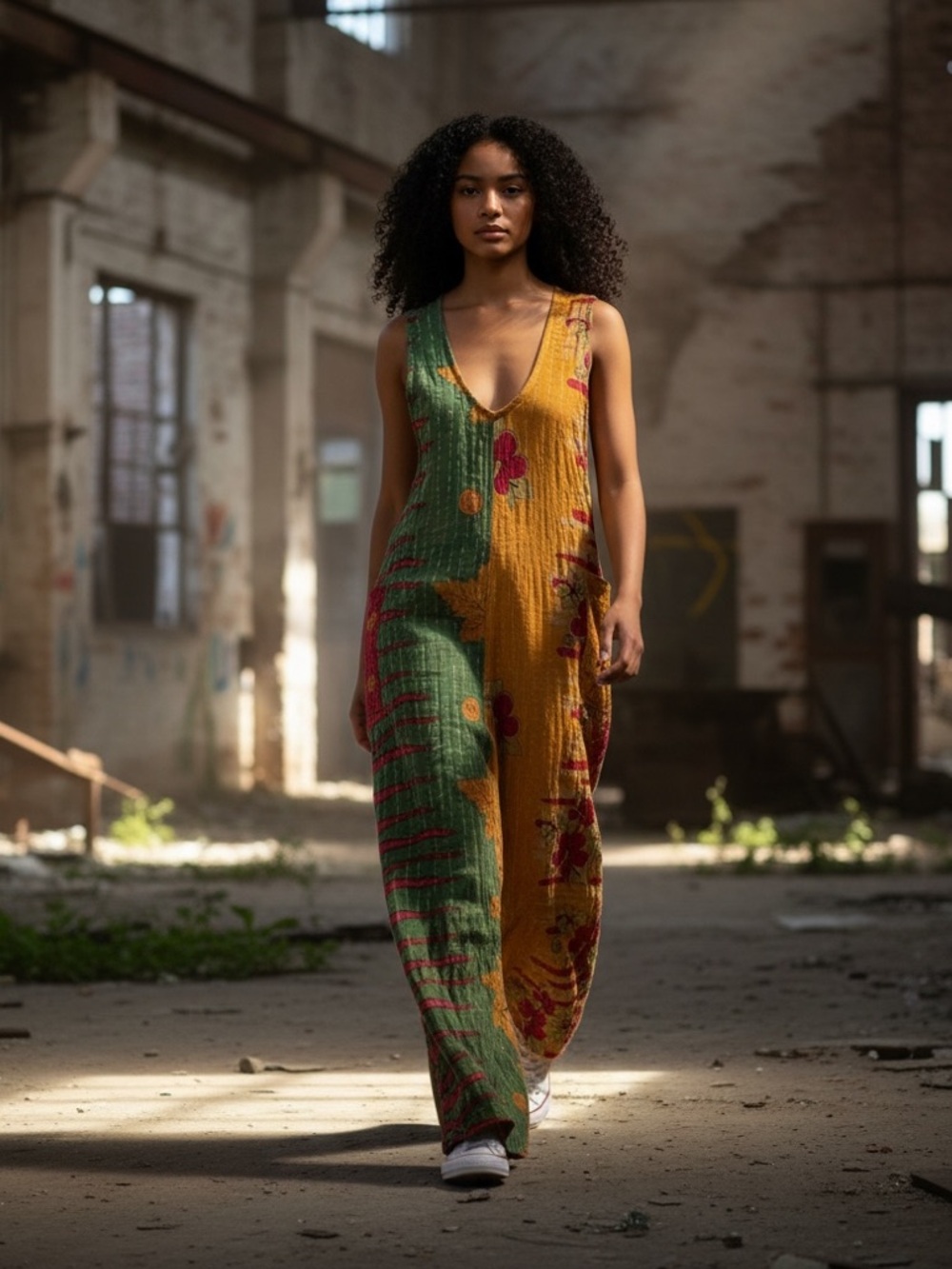 KANTHA Boho V-Neck Wide-Leg Jumper 
• ITEM 11 •  Back Zip • ptp 21.5” Comfy